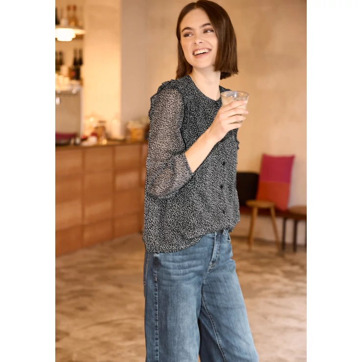 Blúz-Ing - Buttoned chiffon tunic blouse 2602