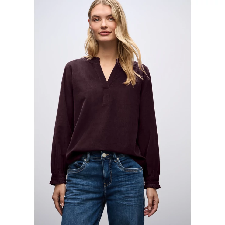 Blúz - Corduroy splitneck tunic blous 2510 WS02