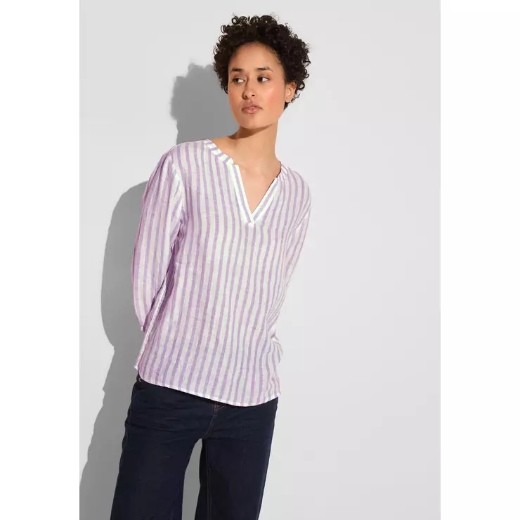 LS_Striped splitneck blouse w 2405